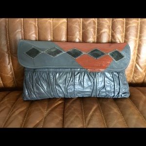 Vintage 70s PERFECT leather eel handbag clutch